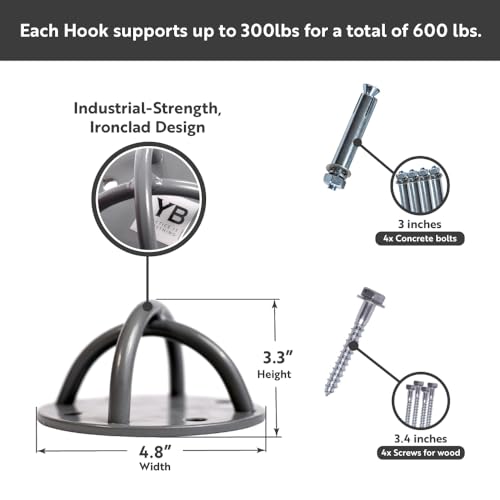Heavy-Duty Ceiling Hooks for Yoga & Aerial Training - 600 lbs Capacity
