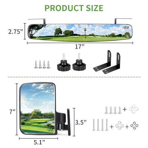 10L0L Golf Cart Folding Side Mirrors with Panoramic Rear View Kit