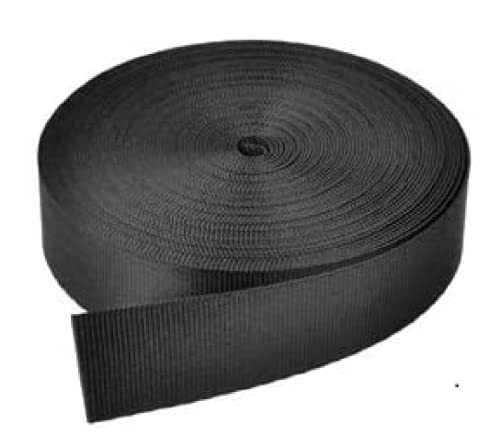 1-Inch Heavy Duty Nylon Webbing Strap - 10 Yards Black Flat Webbing Roll