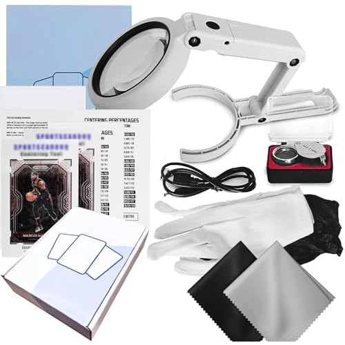 Sports Cards Grading Kit, Card Centering Grading Tool, Sports Trading Cards Measuring Tools, LED detail observation aids