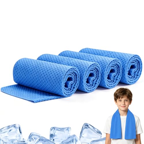 BobbleT Kids PVA Cooling Towels 4 Pack – Blue, Instant Neck & Face Towels