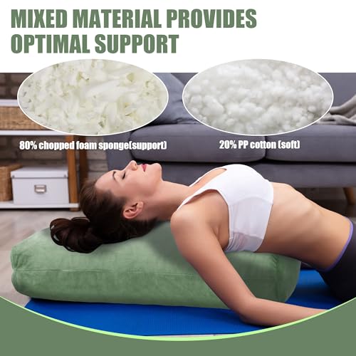 Yoga Bolster Pillow for Meditation - Green Velvet Support Cushion