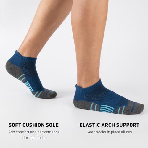Men's Athletic Ankle Socks - 7 Pairs Multicolor, Cushioned & Moisture Wicking