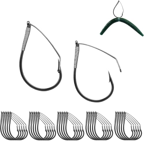 Weedless Wacky Rig Hooks - 25 Pack for Bass Fishing