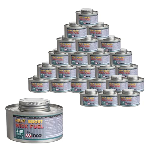 Winco 4 Hour Chafer Fuel Twist Cap Set of 24 - Reusable Wick Style Cans