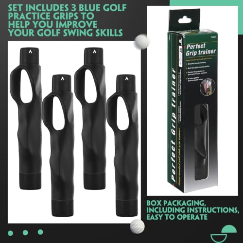 Seenelling Golf Grip Trainers Set (4 pcs) Right-Handed | Black, Training Aids