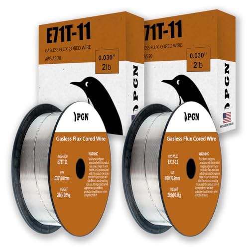 (2 Pack) PGN Flux Core Wire .030 - E71T-11 .030 Inch, 2 Pound Spool - Gasless Mild Steel Welding Wire with Low Splatter - For All Position Arc Welding
