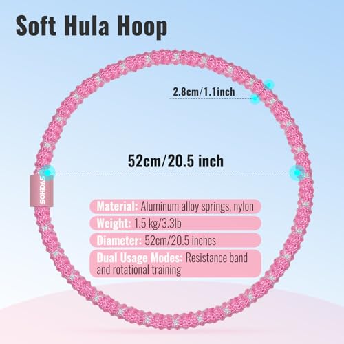 Weighted Hula Hoop for Adults - 3.3lbs Pink Hula Hoop