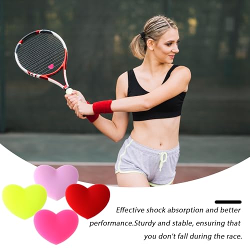 4pcs Tennis Racket Vibration Dampeners - Heart Shaped Silicone Shock Absorbers