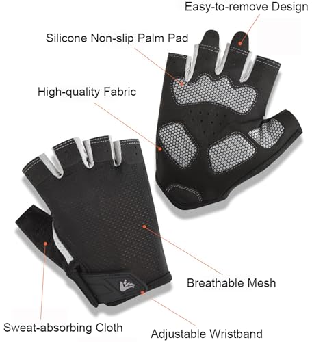 Workout Gloves for Men & Women - Full Palm Protection, Black / Large