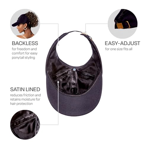 Satin-Lined Backless Baseball Cap - Stylish Ponytail Hat