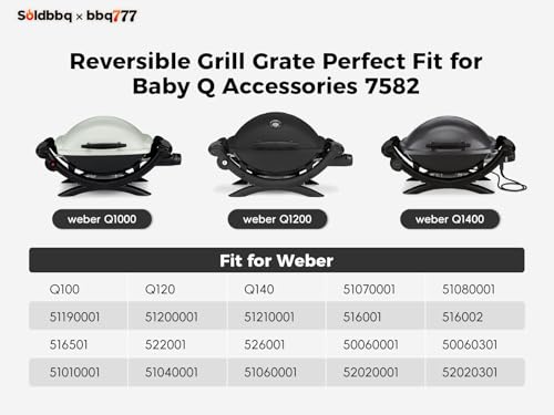 Cast Iron Weber Q Grill Griddle Plate 17x12 for Q100/120/1400 Series - 7582 Compatible