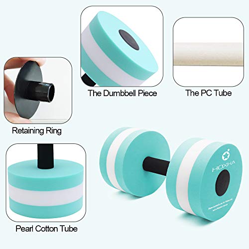 Aquatic Exercise Dumbbells - 2 Pcs EVA Foam Pool Weights - Cyan