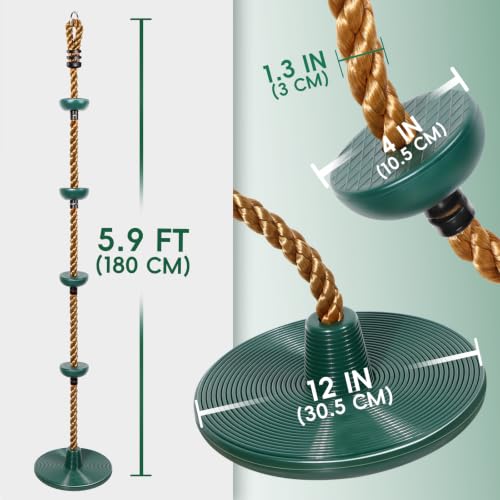 Climbing Rope with Disc Swing Seat Set - Green Disc Swing