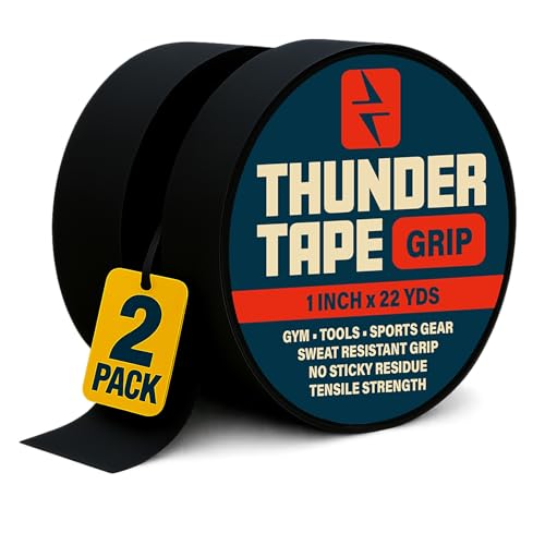 Grip Tape 2 Pack - Sweat Resistant Cloth Tape for Sports & Tools - Black