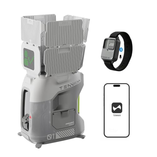 Portable Tennis Ball Machine - 75MPH, 4H Runtime, Gray