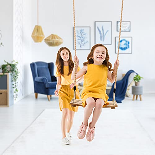 PELLOR Wooden Tree Swing Seat for Children & Adults - Burlywood, 17.7x7.9 inches, Indoor & Outdoor Rope Swing