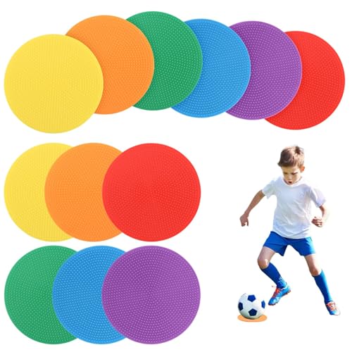 12-Pack Non-Slip Spot Markers - Colorful Training Discs for Agility