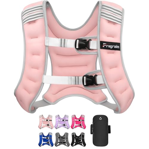 Pink 12 lb Weighted Vest for Women & Men - Adjustable Fitness Equipment