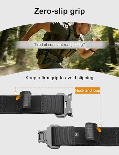 JUKMO Men's Tactical Gun Belt Set 2.0 Inches with Gift Box, Black, Large (30-34" Waist)