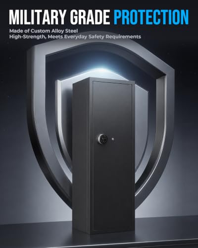 Biometric Gun Safe for Rifles and Pistols - Black, Quick Access, 12-15 Gun Capacity