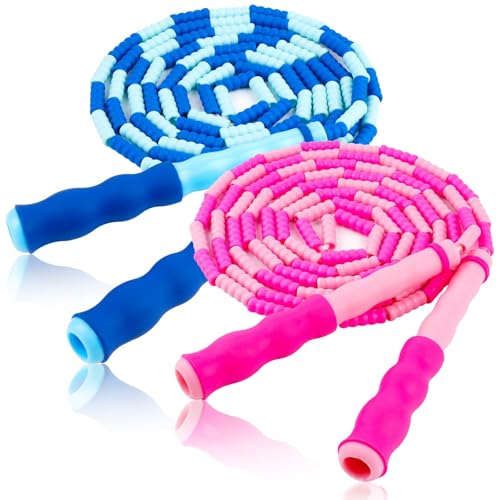 Adjustable Jump Rope for Kids - Tangle Free - Blue & Pink
