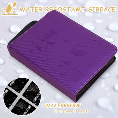 4 Pocket Card Binder - Premium Zip Trading Card Album, 400 Cards - Purple