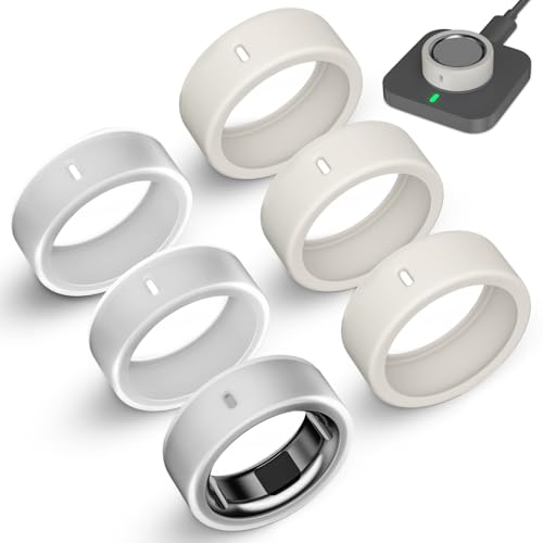 Oura Ring Silicone Cover with Charging Hole - Size M (3 Clear + 3 Starlight)