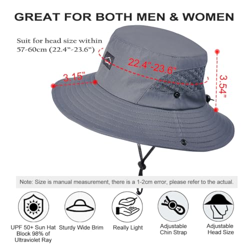 UPF50+ Wide Brim Sun Hat for Men & Women - UV Protection Bucket Hat