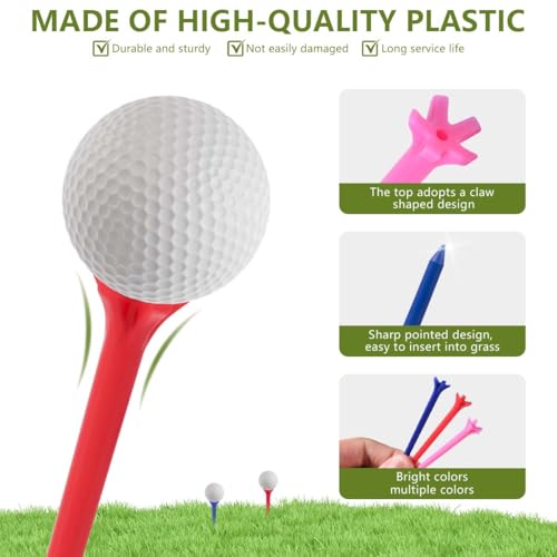 100 Pack Assorted Colors Golf Tees - Durable 2.8 Inch Plastic