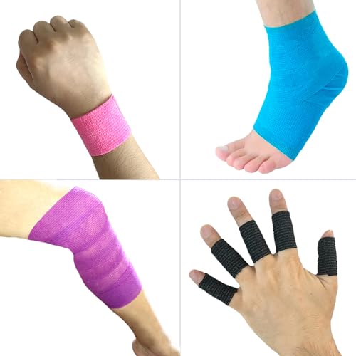 Self-Adhesive Cohesive Bandage Wrap - 6 Pack, 1 Inch x 5 Yards, Purple