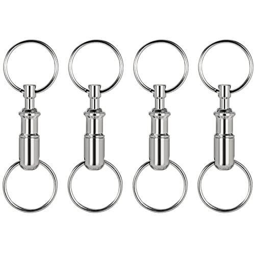 Quick Release Keychain Set - 8Pcs Detachable Key Rings Silver