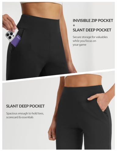 Baleaf 9-Inch Women’s Bermuda Golf Shorts with 3 Pockets, Large Black