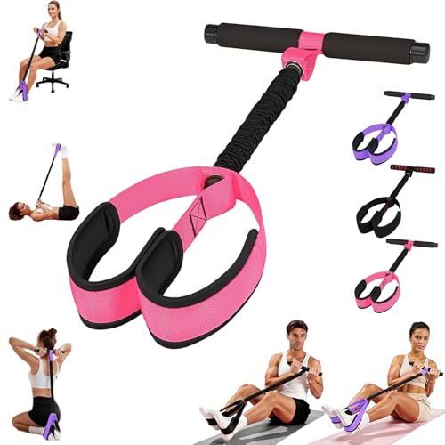 Pink 55lbs Multifunctional Resistance Bands with Pedals & Handles