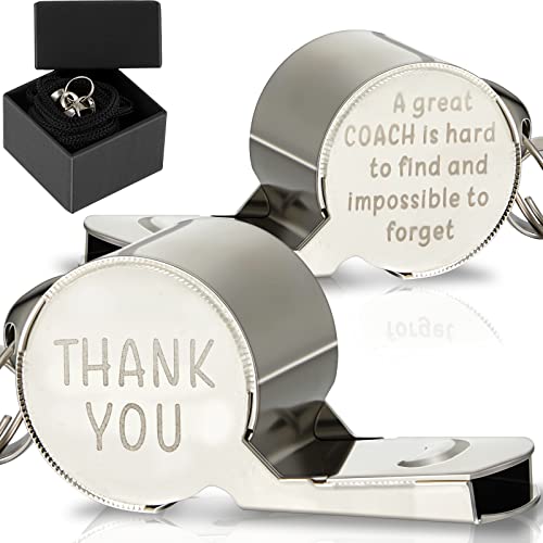 Stainless Steel Sports Coach Whistle with Lanyard - Engraved