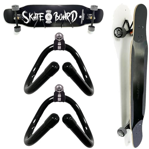 Universal Skateboard Wall Mount Rack - 2 Pack Adjustable Storage