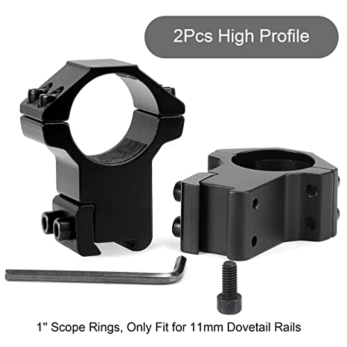 1 Inch Dovetail Scope Rings, 2 Pack Medium Profile for 11mm Rails