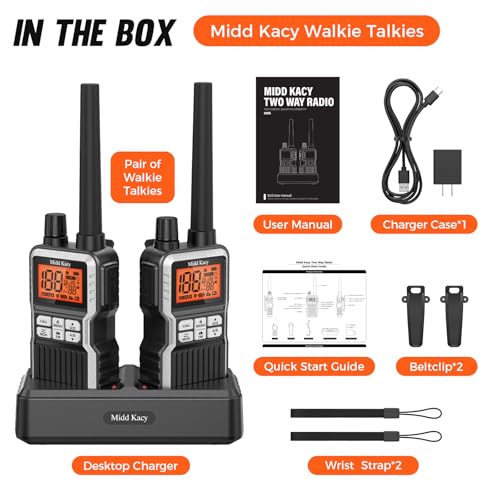 NULETO 2 Pack Silver Walkie Talkies Long Range GMRS Two-Way Radios