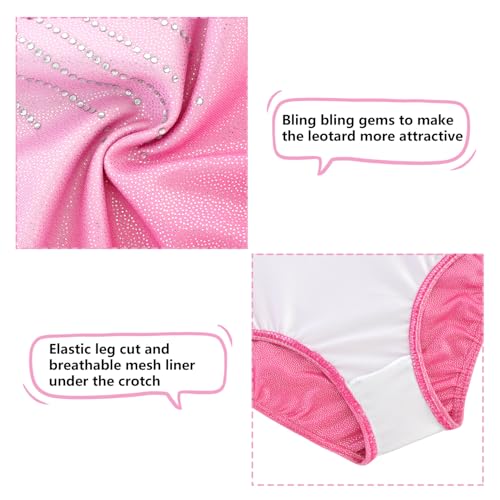 Girls' Gymnastics Leotard with Tutu - Pink Diamond, 7-8 Years