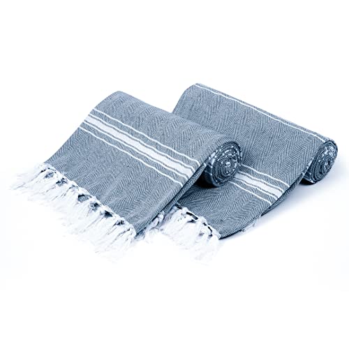 Belizzi Home Large Turkish Beach Towel 2 Pack - Navy Oversized Sand-Free Quick Dry