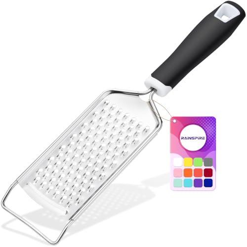 Professional Stainless Steel Cheese Grater with Soft Grip Handle - Black