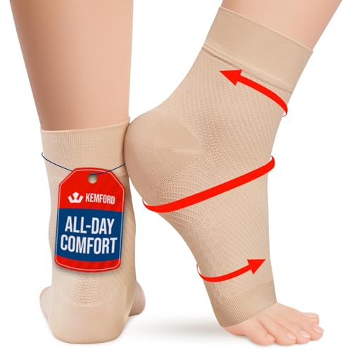KEMFORD Beige Open Toe Compression Socks 15-20mmHg for Ankle & Foot Support - 1 Pair, XX-Large