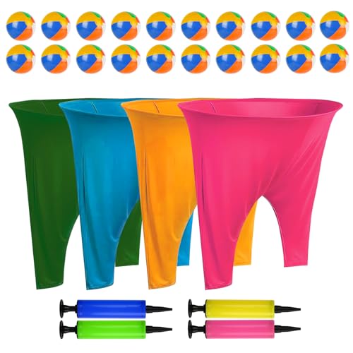 PICKLETECH MultiColor Granny Pants Yard Game Set with Bouncy Balls & Pump - 4 Pack for Kids & Adults, Outdoor Family Reunion & Party Game