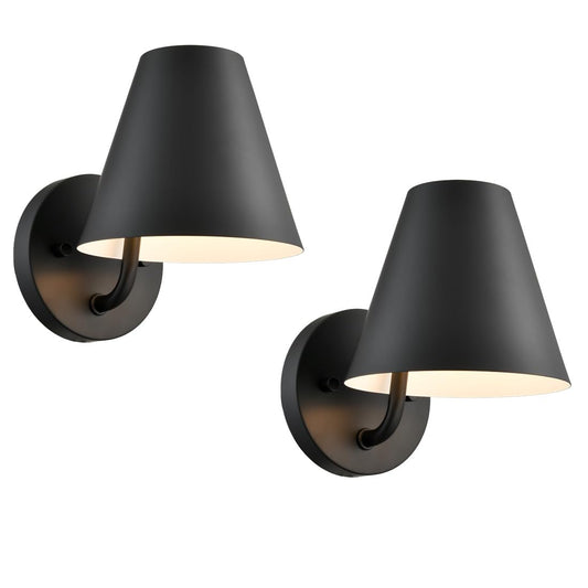 DIRYZON Industrial Wall Sconces Set of Two,Metal Barn Wall Lights for Bedroom,Black Sconce Lighting for Living Room Kitchen Hallway