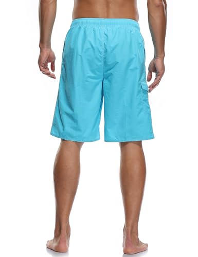 Quick Dry Men's Swim Trunks with Mesh Lining - Sky Blue