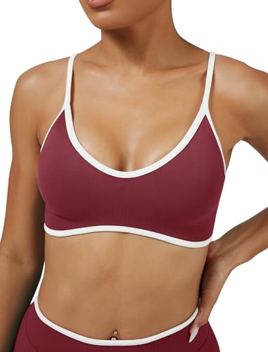 Women's Color Block Sports Bra - Adjustable, Wireless Workout Top