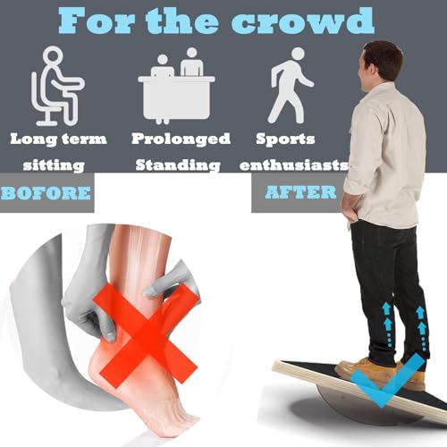 Wooden Wobble Balance Board - Anti-Slip - Black