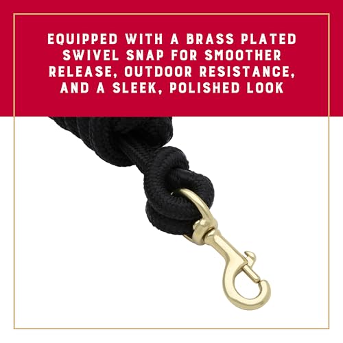 10' Black Horse Lead Rope with Brass Snap - Comfortable Grip