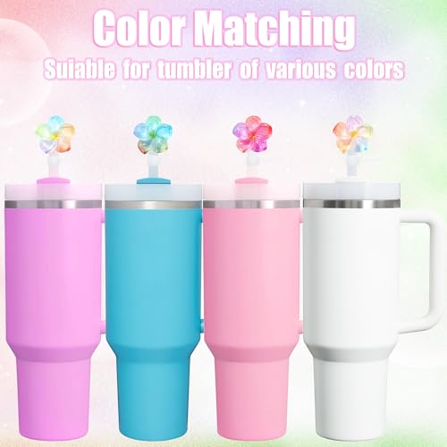 Flower Straw Toppers Set - Silicone Covers for Tumblers