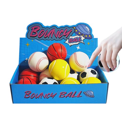 2.5-Inch Mini PU Bouncy Balls Set of 12 - Safe Soft Sports Kids Toys